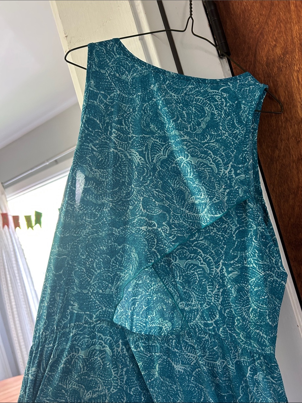 Toad&Co Teal Sleeveless Floral-Print Maxi Jumpsuit - Picture 3 of 4